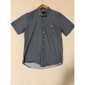 Obey Shirt Mens Medium Navy White Polka Dot Short Sleeve Button Down Casual